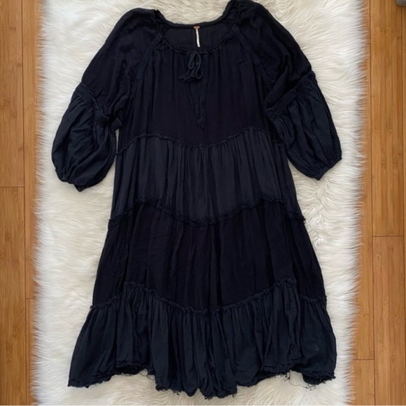 NWT Free People Black In The Moment Boho Midi Dress Large - Picture 3 of 7